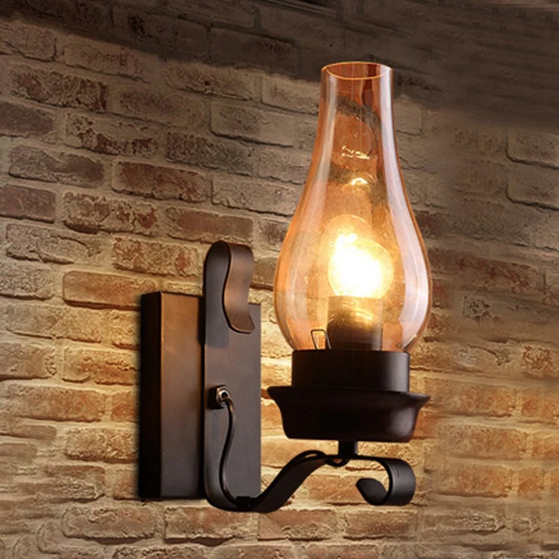 Vintage Industrial Retro Wall Light Rustic Pulley Indoor Sconce Lamp Fixture For Bedroom Balcony Aisle Lights