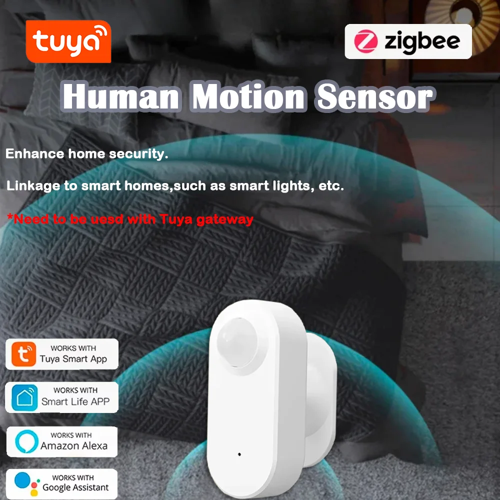 Tuya Zigbee PIR Human Motion Sensor Motion Detector Security Alarm 360°Rotatable for Home Alexa Google Assistant Smart Life APP