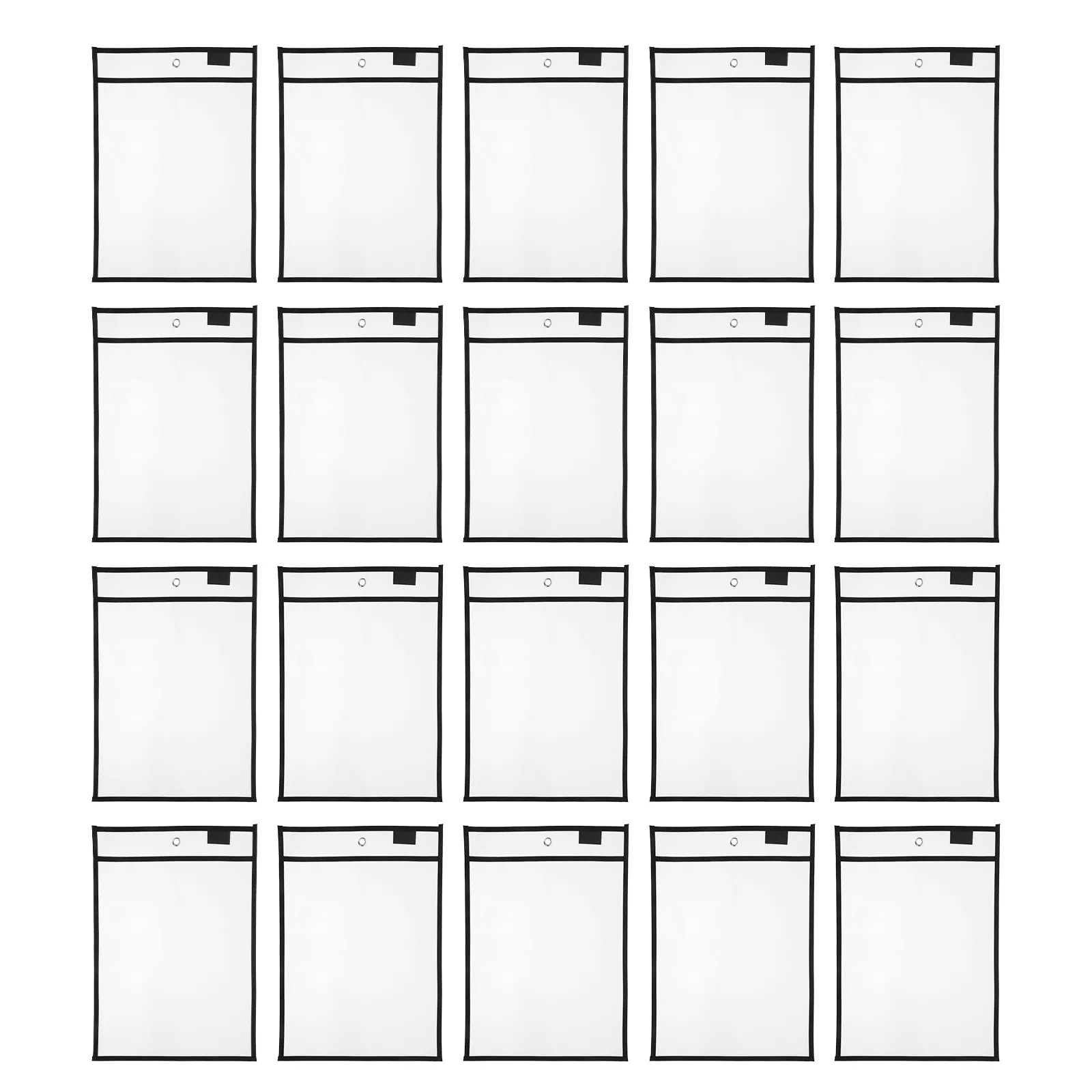 20枚入り-再利用可能なドライイレースポケットスリーブ-透明プラスチック製-書き込み可能なプラスチックポケット-教室-オフィス-学校整理用