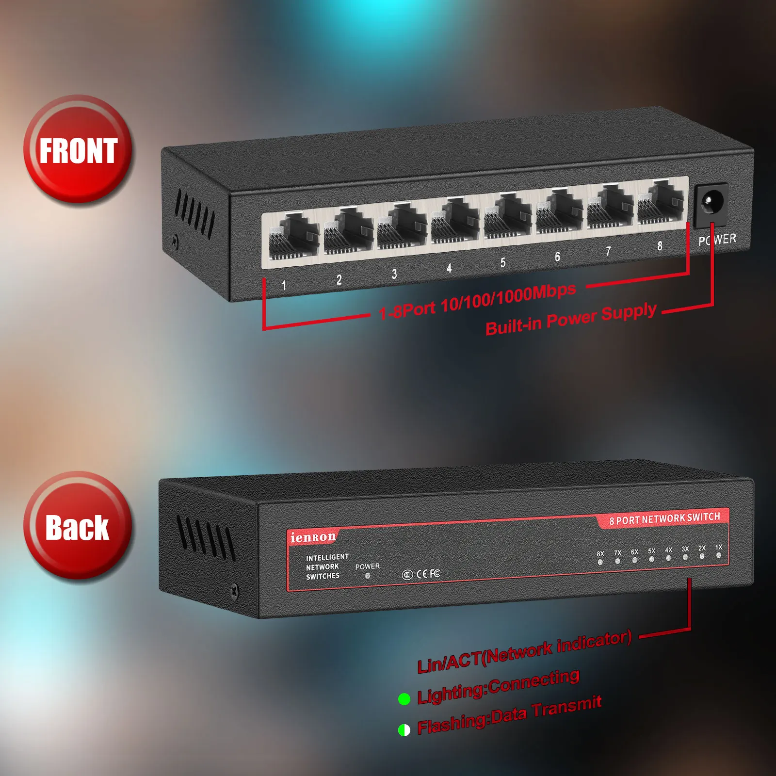 Inteligentny przełącznik sieciowy Rj45 5 8 portów przełącznik gigabitowy 1000 Mb/s zasilacz centa do przełączania sieci Ethernet dla Router