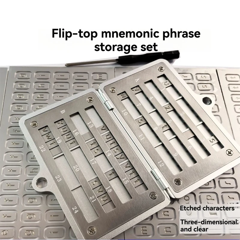 Crypto Seed Phrase Backup,Stainless Steel Seed Phrase Storage with Lock Hole,24 Words Backup,for BIP39 Hardware Wallets-A27R view 4