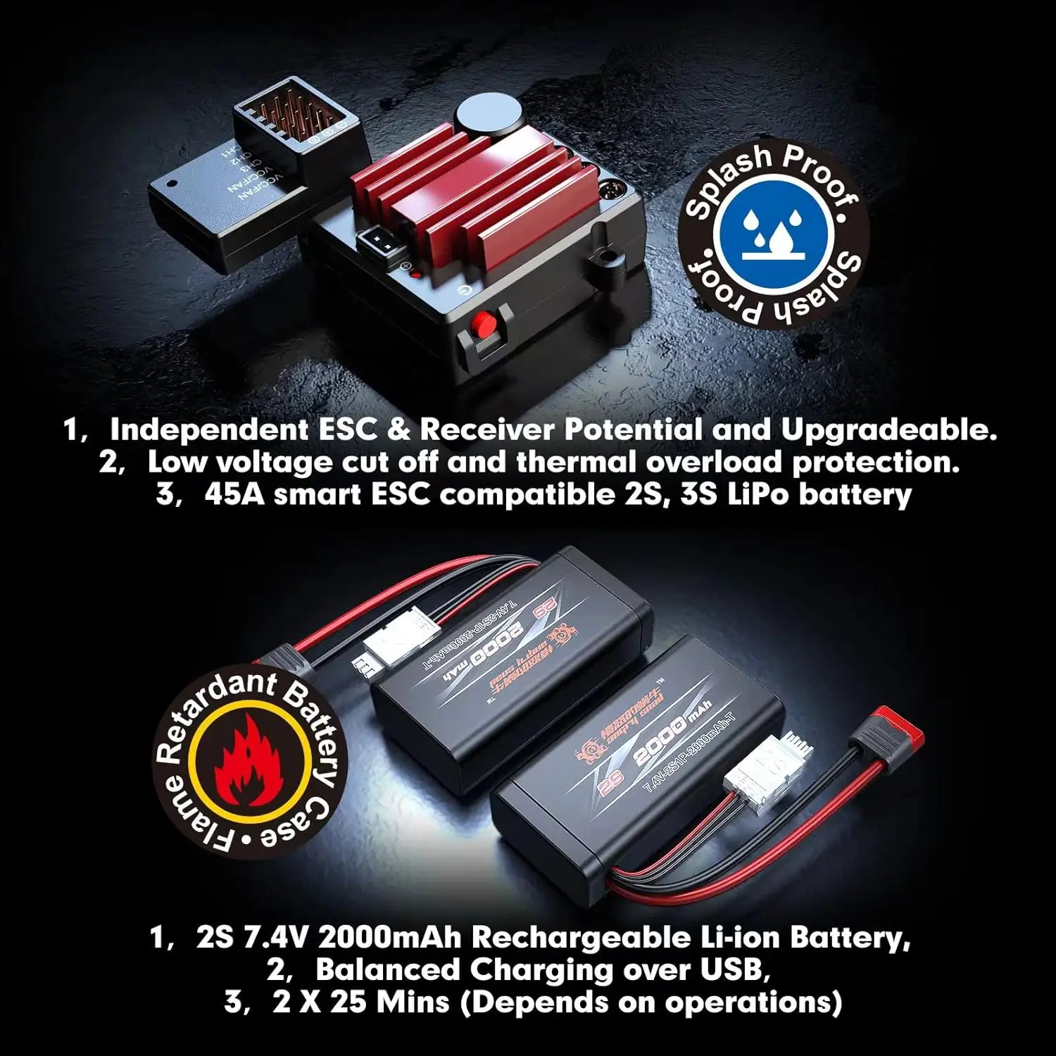 HYPER GO H16PL 1/16 RTR 빠른 브러시리스 RC 버기 성인용, 최대 38mph RC 트럭, 4WD 고속 레이싱카 2S 2000mAh