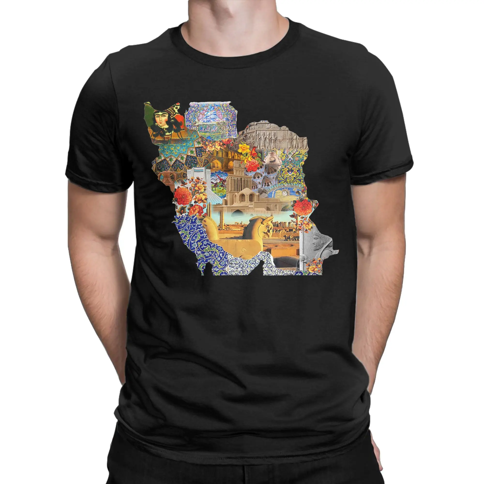 Men's T-Shirts Iran Persian Map Novelty Pure Cotton Tee Shirt Short Sleeve  T Shirt Crew Neck Clothing Plus Size