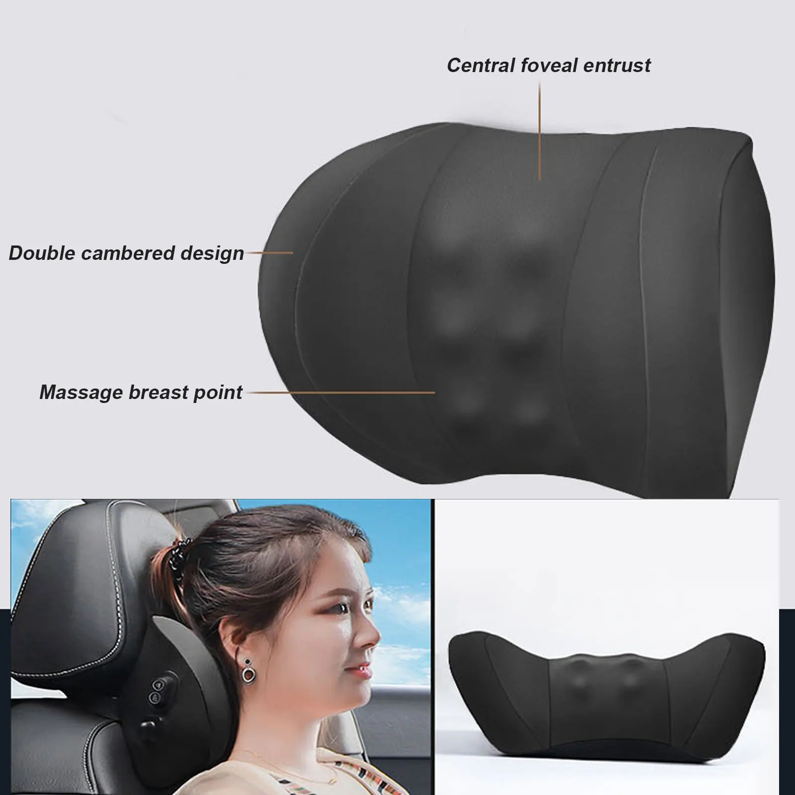 Car Electric Massage Headrest Pillow 12V USB Neck Rest Support for Long Time Travel Auto Neckrest Relieve Fatigue