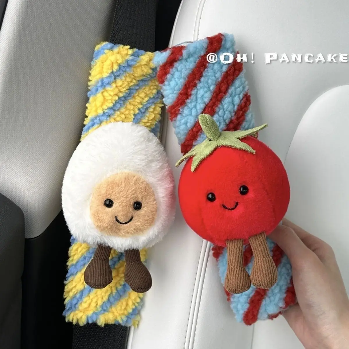 

Tomato and Egg Seat Belt Shoulder Cover Car Accessories Cute Plush Toy Creative Gift