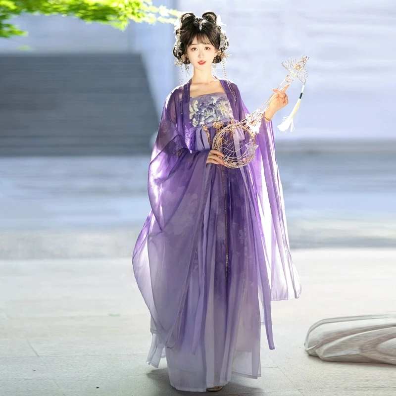 open lace back dress Summer Chinese Elegant Fairy Costume Women Chinese Traditional Ancient  Hanfu Performance Dress (Color : Purple, Size : XL=168-175cm) :  Amazon.com.au: Toys & Games