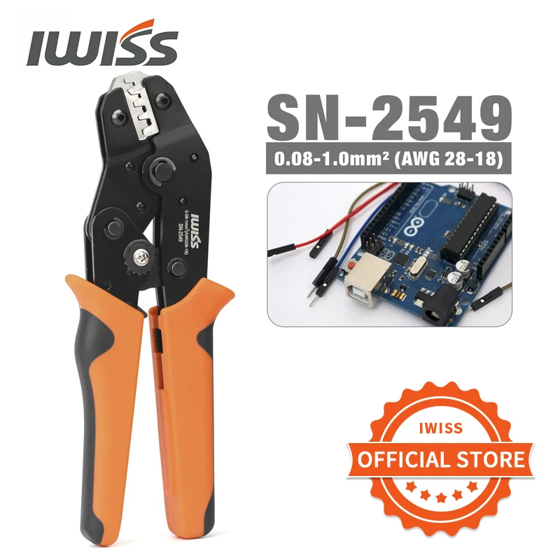 IWISS SN-2549 Ratchet Wire Crimping Tool for JST ZH 1.5mm,PH2.0mm,XH2.5mm,Dupont 2.54mm Pitch Open Barrel Terminal Crimper Plier