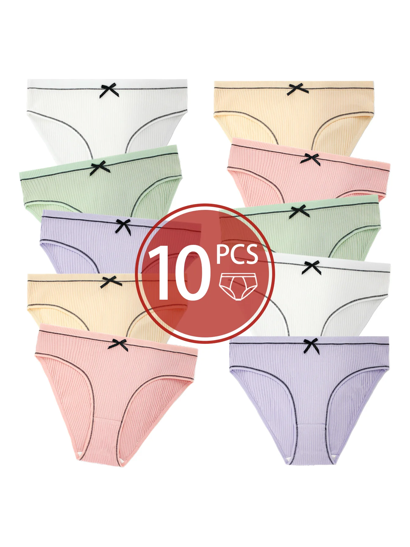 

10-Pack Girls' Triangle Underwear with Bow Design Lightweight Luxurious Breathable Comfortable Teenage Girls' Briefs