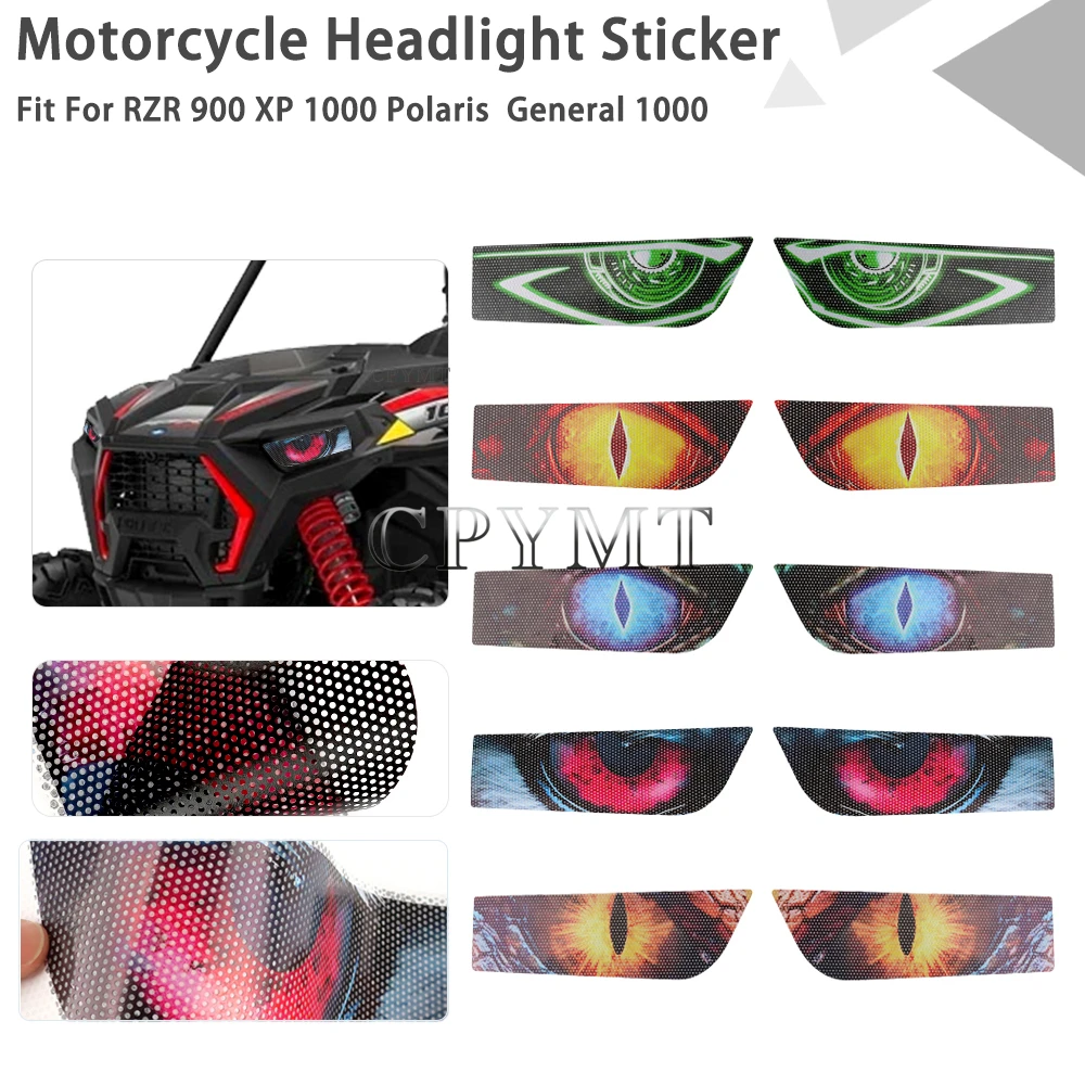 Fit For RZR 900 XP 1000 Polaris General 1000 Motorcycle Eyes Headlight Decor Sticker Head Lamp Guard Decals