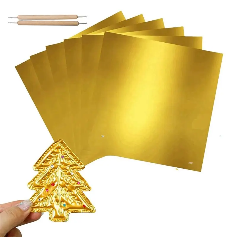 

Алюминиевая фольга TFTP-Gold, 100 листов, квадратные листы 6x6 дюймов, сверхпрочные, для покраски, гравировки, тиснения