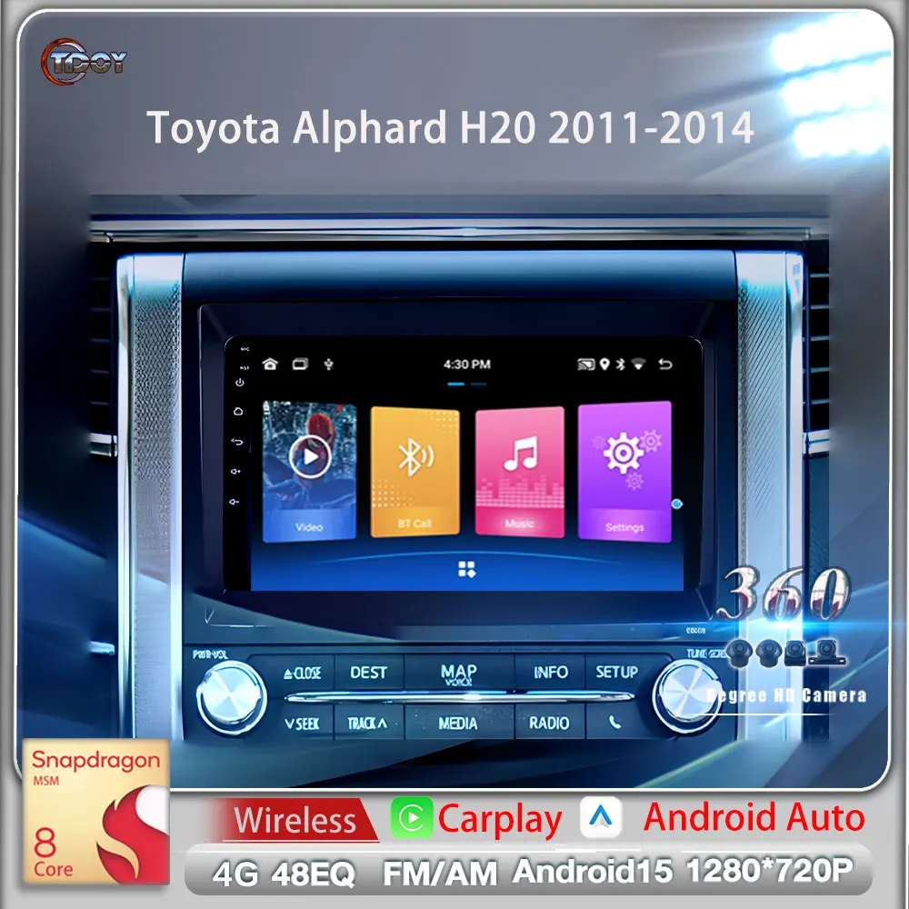 

Autoradio For Toyota Alphard H20 2011-2014 Multimedia Player Car Radio Stereo DSP Subwoofer Carplay Android Auto WIFI GPS Navi