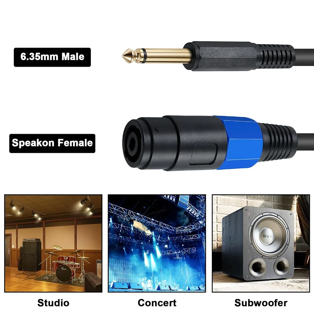 สายลำโพงขยายเสียงลำโพงสายเชื่อมต่อหญิงถึง6.35มม. 1/4 "ตัวผู้ TS บิดล็อคพูดใน22AWG หนัก