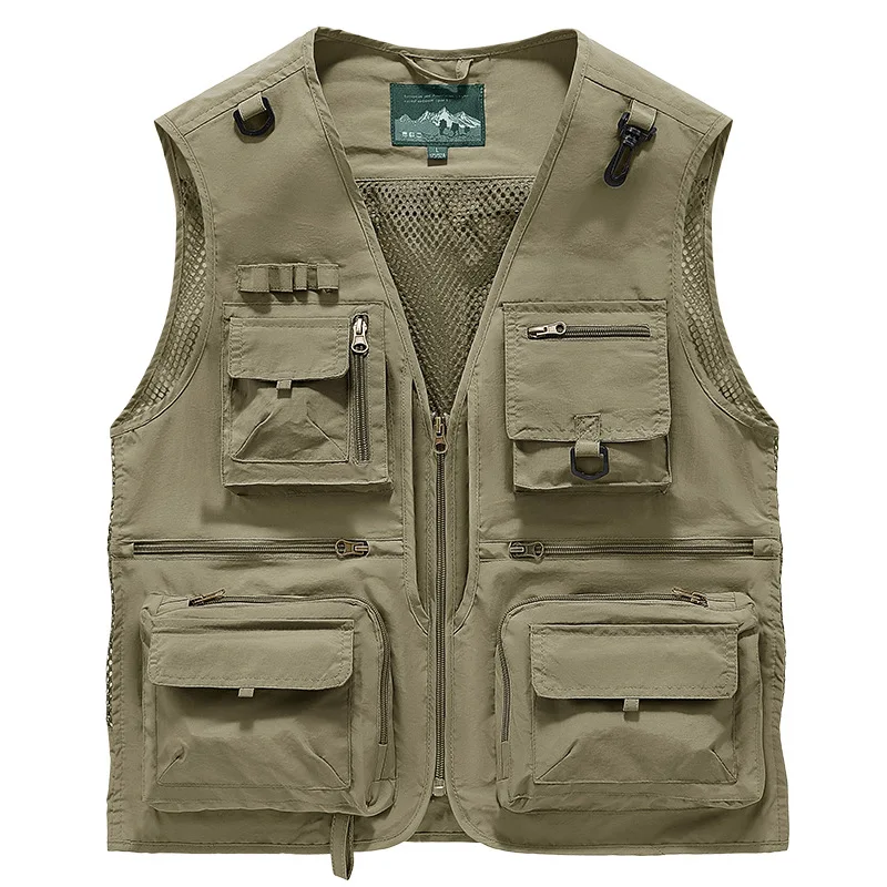 Workover vest with multiple pockets, photographer's vest, summer fishing outdoor blouse, jacket-like coat