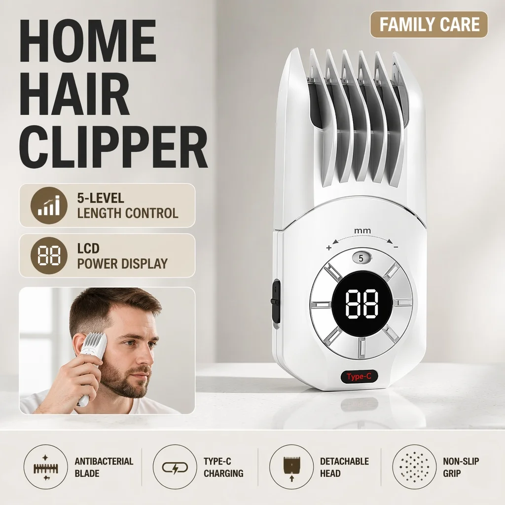 Máquina de Cortar Cabelo Elétrica, Aparador de Cabelo, Cortador Elétrico para Salão e Uso Doméstico, Ideal para Cabelos Infantis
