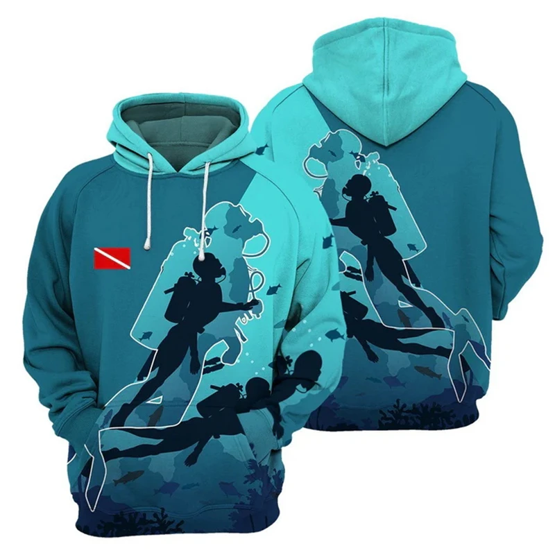 Scuba Diving 3D Print Hoodie Mens Clothing New Spring Fashion Harajuku Pullover Sweatshirt Sports Outdoor Casual Unisex Hoodies