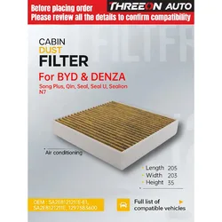 Per BYD SEAL Per BYD SONG PLUS EV WESTGUARD MK6172 Filtro abitacolo a carbone attivo lo stesso con LAK1756 CUK21033