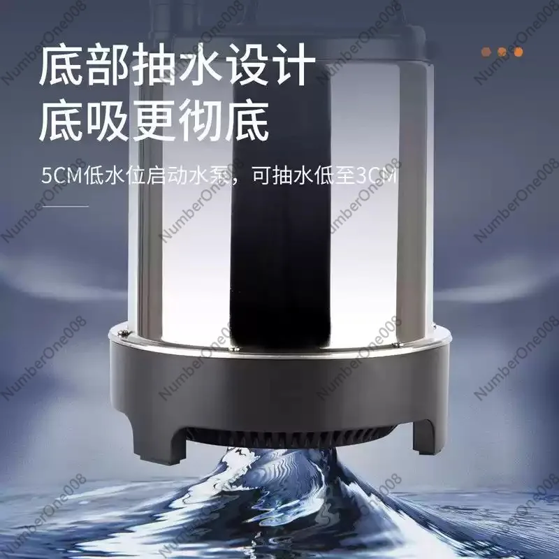 For Fish Tank Submersible Pump Bottom Suction  Silent Circulation  High Lift Fountain  Stainless Steel Pond Pump