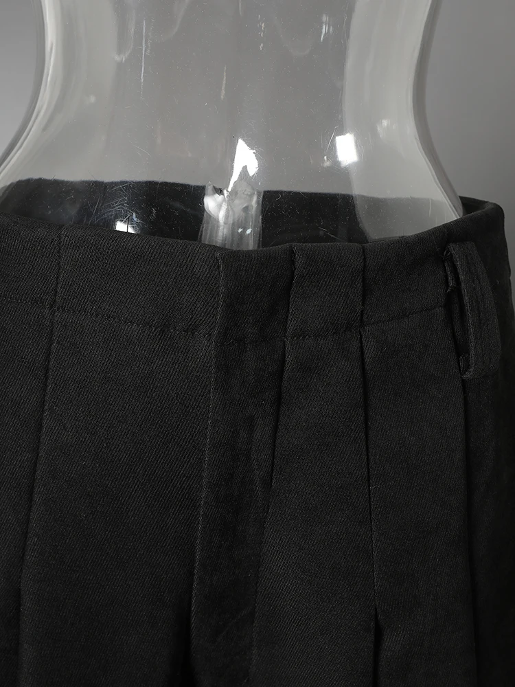 [LANMREM] 2026 Winter New Thick Warm Pants For Women High Waist Pleated Wide Leg Trousers Office Lady Clothes Minimalism 26C967