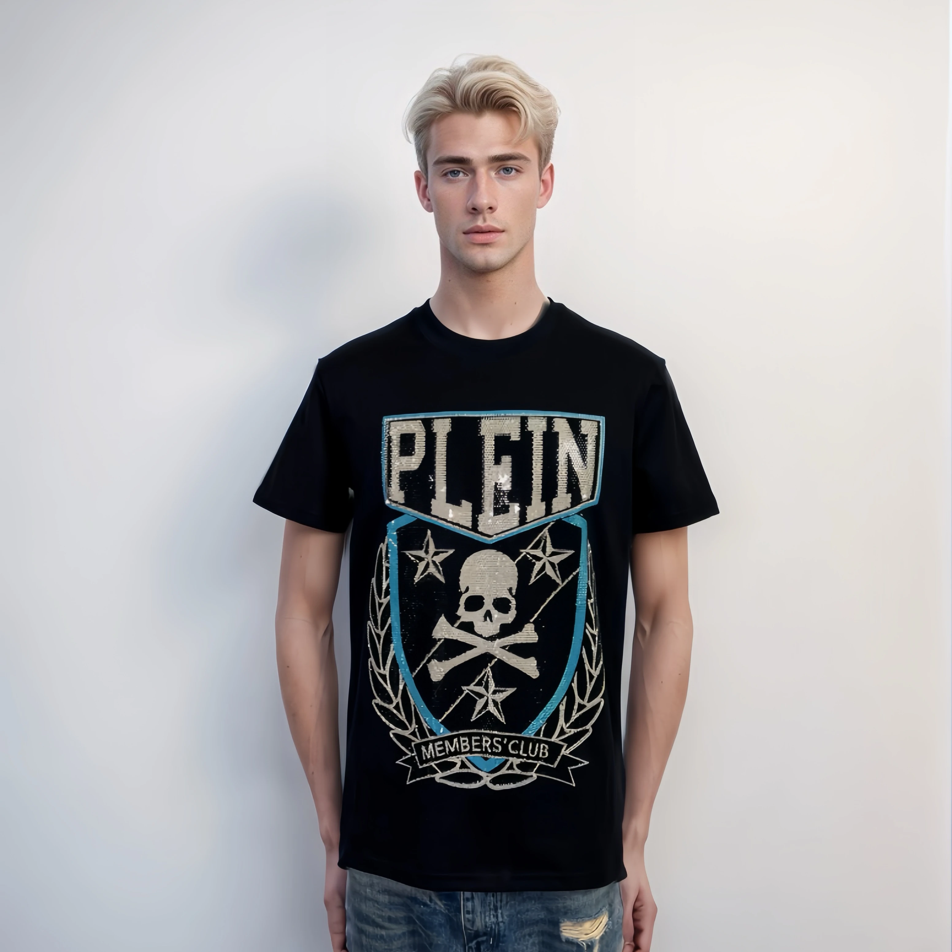 

ALEX PLEIN Skull Rhinestone T-Shirt | Hand-Set Crystals on Organic Cotton | Anti-Shrink Luxury Streetwear