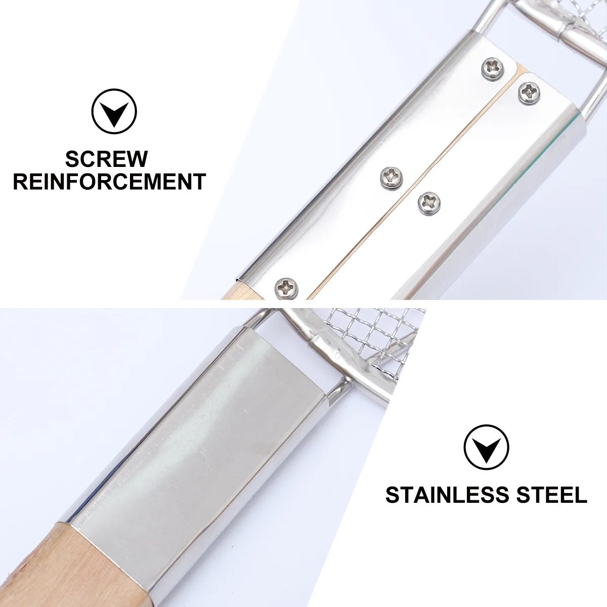 

Stainless Steel Strainer Skimmer Ladle Thick Wooden Handle Kitchen Oil Water Leak Noodles French Fries Diameter 24cm