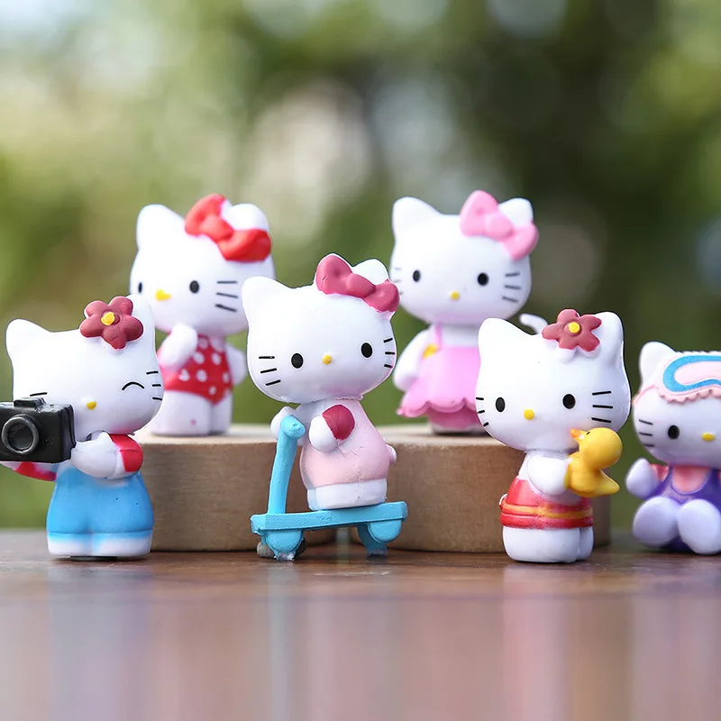 2.8-4 cm 6 stks/partij Anime Sanrio Hello Kitty Action Figure Speelgoed Leuke Kuromi Mymelody Cinnamorol Beeldje Poppen kinderen Kids Geschenken