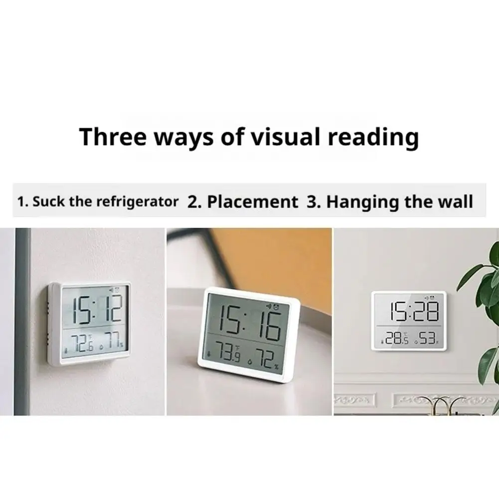 ساعة منبه مغناطيسية LCD رقمية مثبتة على الحائط للثلاجة وساعة مكتب رفيعة للغاية لغرفة المعيشة بجانب السرير #4