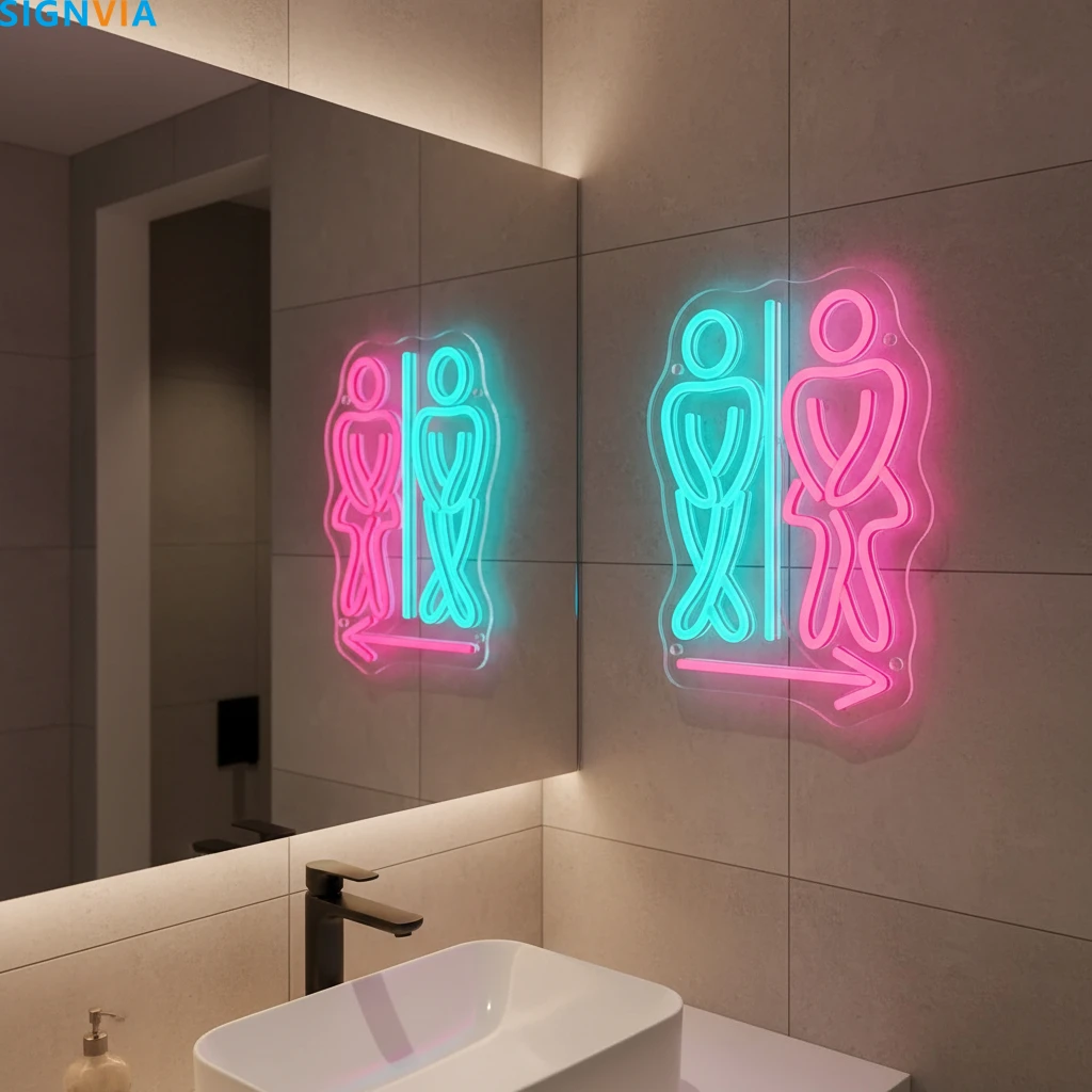 Toilet LED Neon Sign – USB Dimmable, Wall Mounted with Clear Visibility, Suitable for Shopping Malls, Shops & Public Toilets