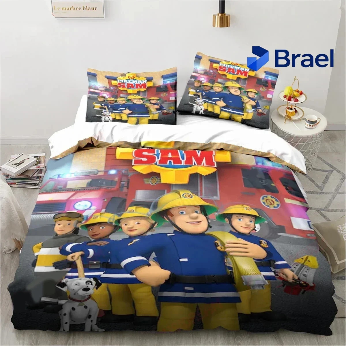 Exquisite 3D Print Cartoon Fireman Sam Toys Bedding Set,Duvet Cover Bed Set Quilt Cover Pillowcase,King Queen Twin Size Boys Gir