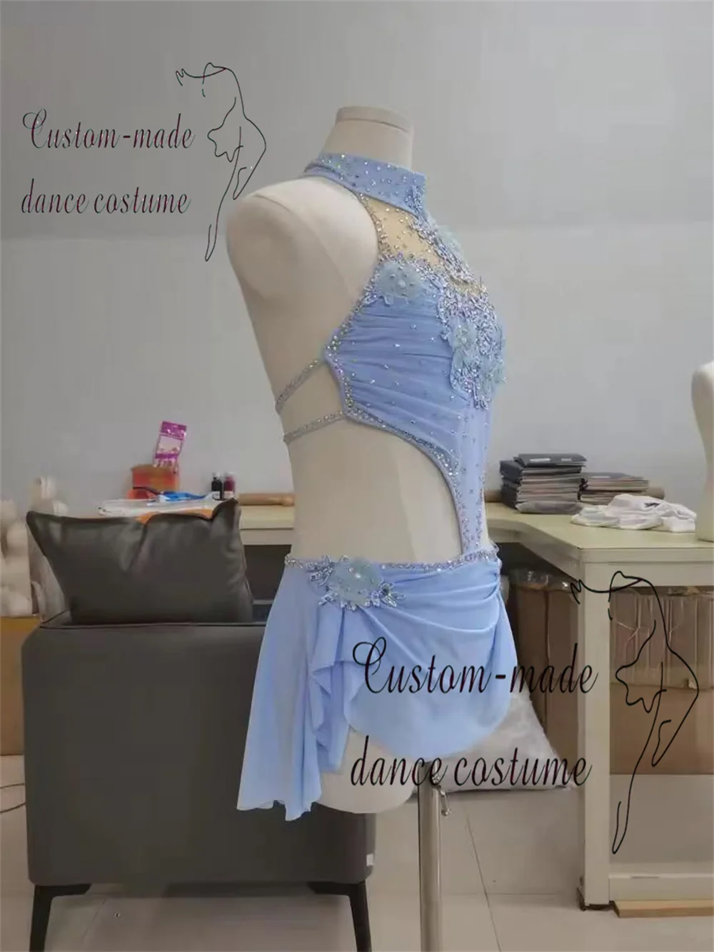 High end lyrical dance bodysuits, soft and elastic mesh stage performance costumes.