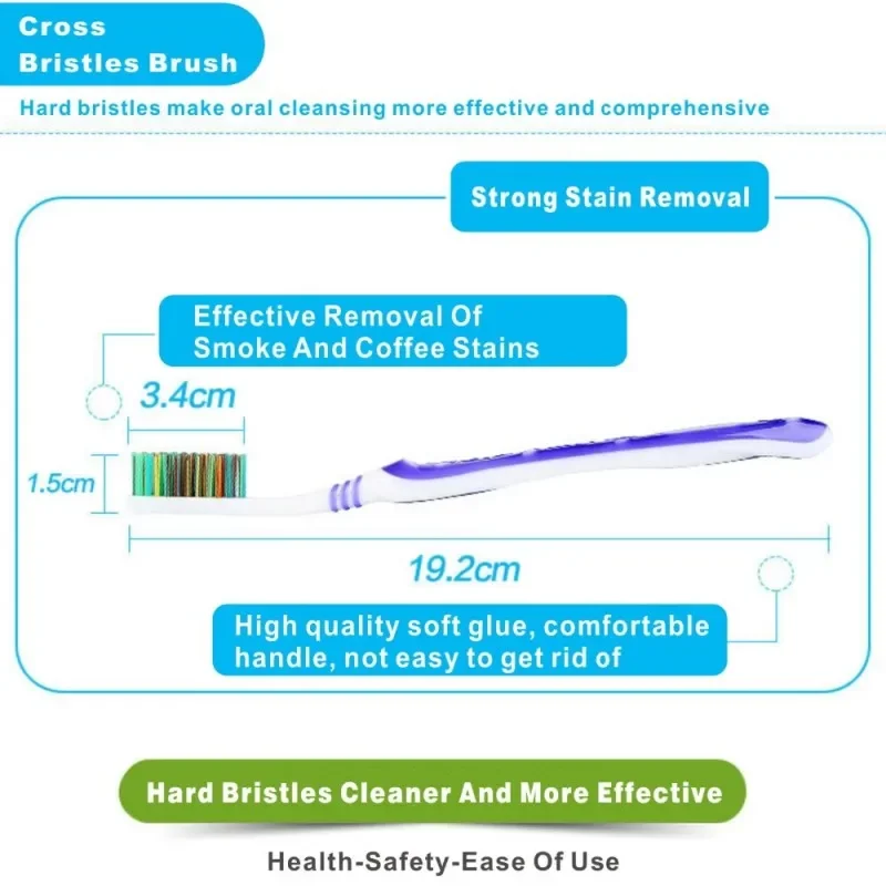 Лидер продаж, зубная щетка с супертвердой щетиной, отбеливание зубов, крест, удаление налета на языке, бактерии, пятна от дыма, кофе, инструменты для ухода за зубами