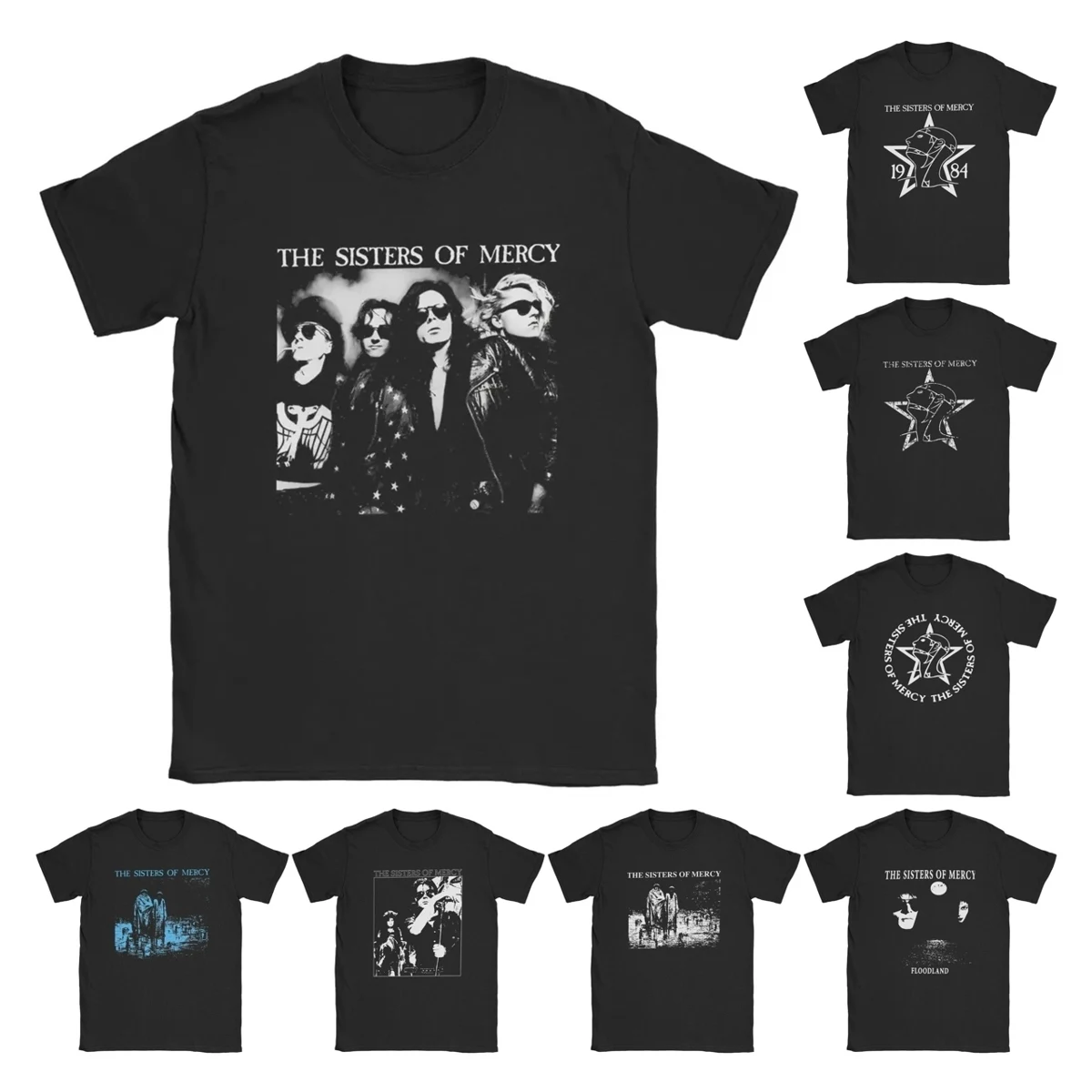 Men's The Sisters Of Mercy Music T Shirts Punk Goth Rock Band Pure Cotton Tops Leisure Short Sleeve Round Neck Tee Gift T-Shirts