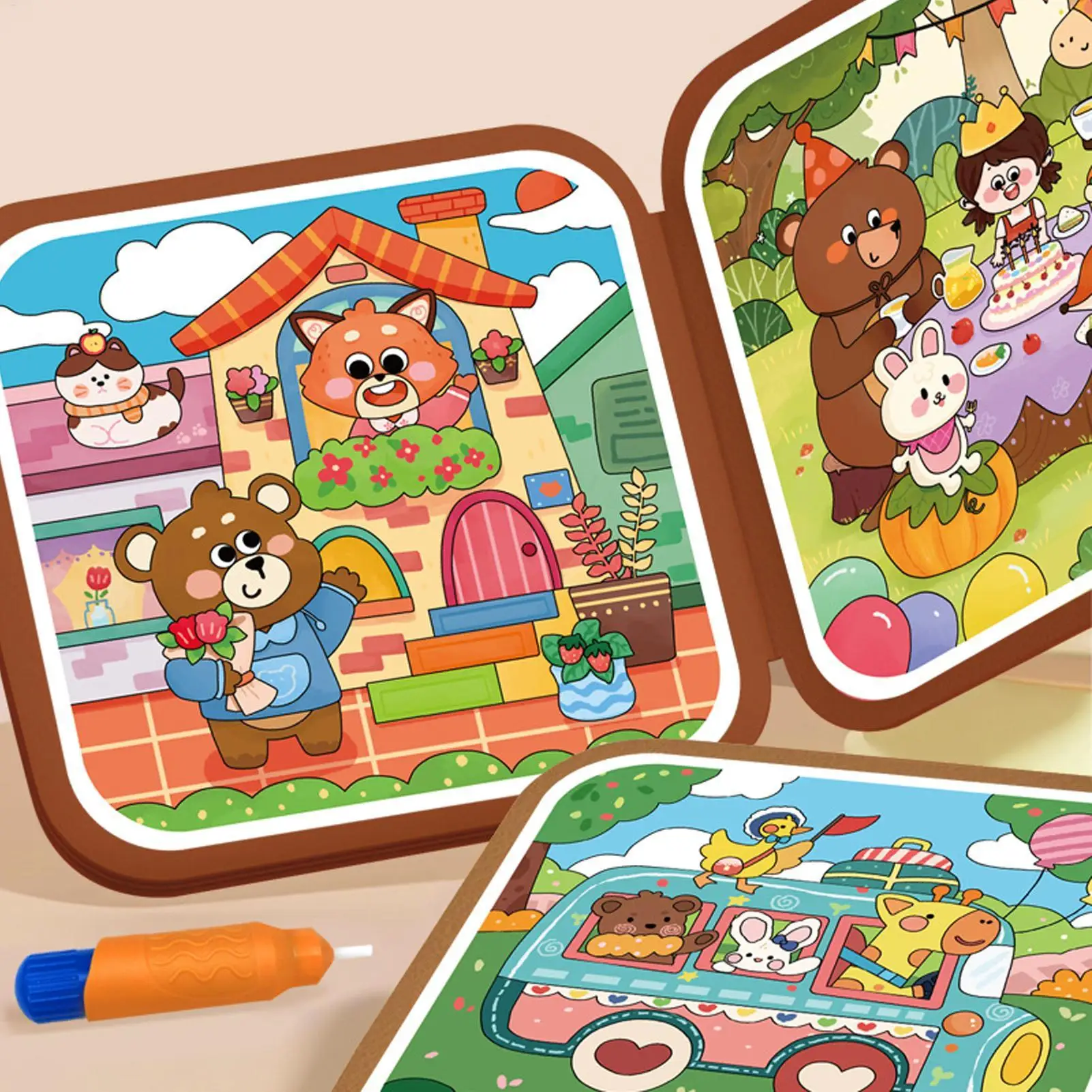 1PC Kinderen Aquarel Magisch Boek Herbruikbaar Aquarel Werkboek voor Kinderen Dier Cartoon Schilderen Boek Onderwijs Speelgoed