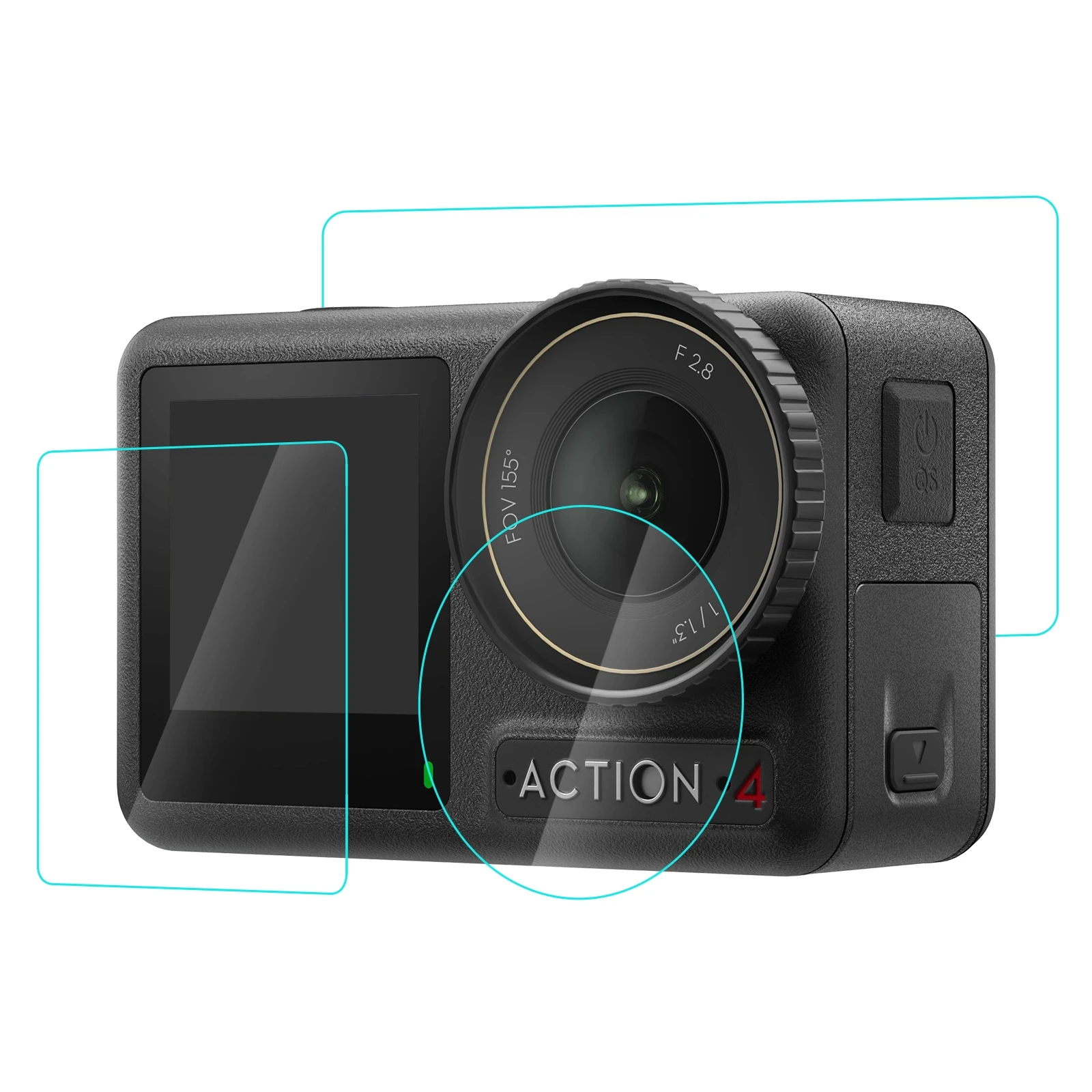 PULUZ for DJI Osmo Action 4 Protector for Osmo Action 3-in-1 Lens Front and Back Screen Tempered Glass Explosion-proof Film