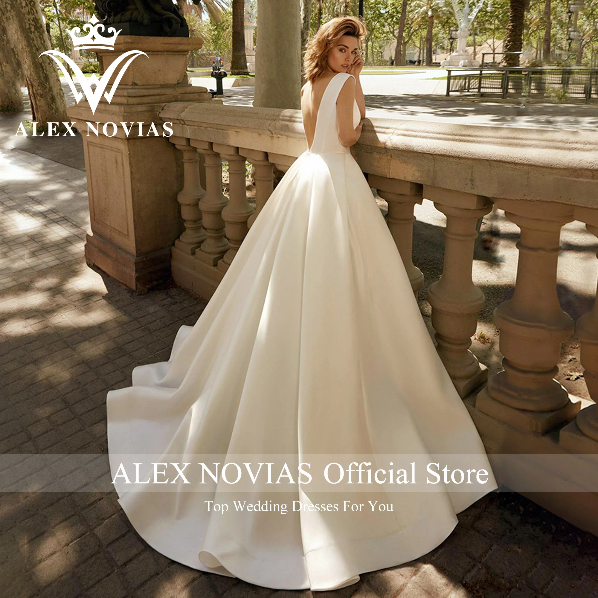 ALEX NOVIAS A-Line Wedding Dress High Quality 2023 High-end SCOOP Sleeveless Backless Zipper Satin Wedding Gown Vestido De Novia