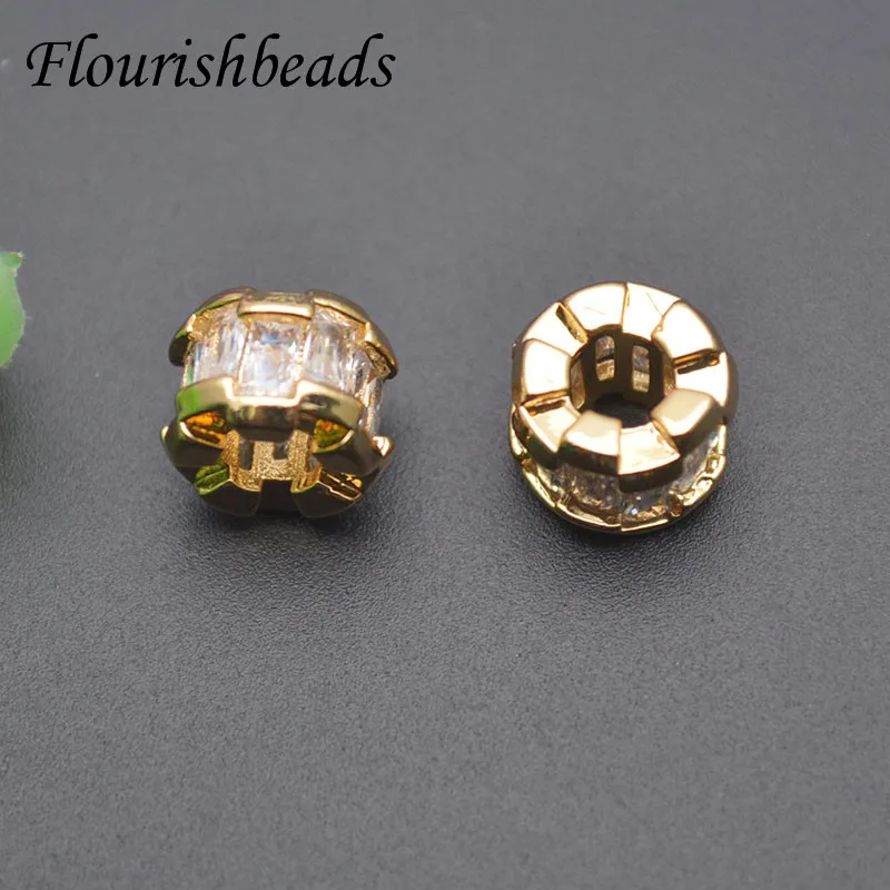 6x8mm großes Loch gepflasterte quadratische Form Kristall Zirkon Perlen Gold Farbe Spacer Decora Perle für Frauen DIY Schmuck 20 teile/los