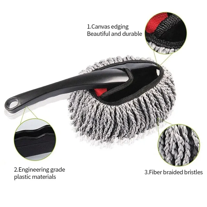 2Pcs Microfiber Car Duster Mop Set Retractable Dust Mop Ultra Soft Scratch-Free Auto Cleaning Brush Kit for Car Detailing