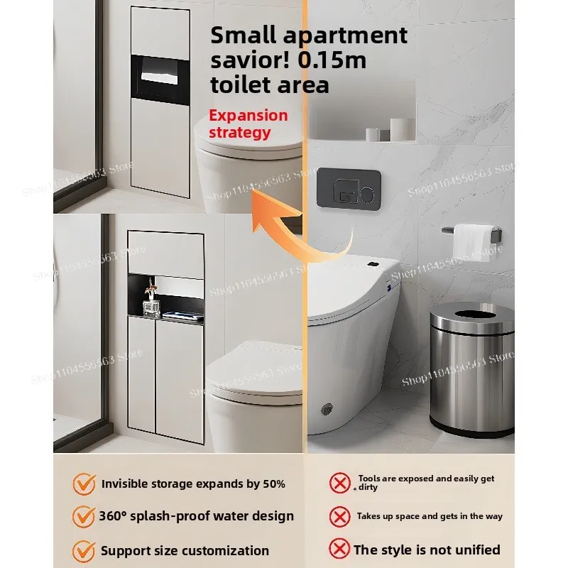Stainless Steel Niche Bathroom Embedded Niche Toilet Brush Wall-Mounted Customizable
