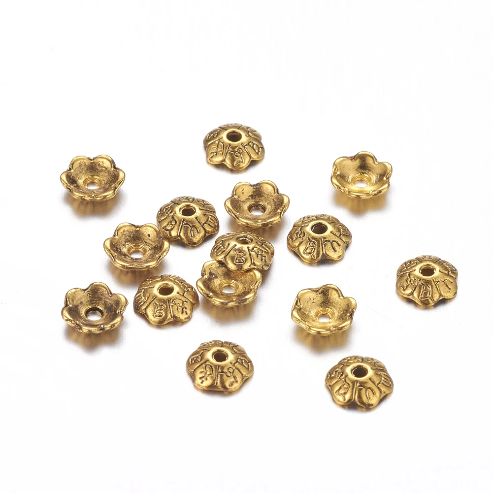 

100pcs Tibetan Style Alloy Flower Bead Caps Loose Spacer Bead Caps Cone For DIy Jewelry Finding Making Craft Supplies