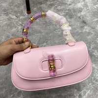 Fashion Brand Women's Handbags New Style Bamboo Handle High-grade Leather One-shoulder Retro Exquisite Women's Messenger Bag