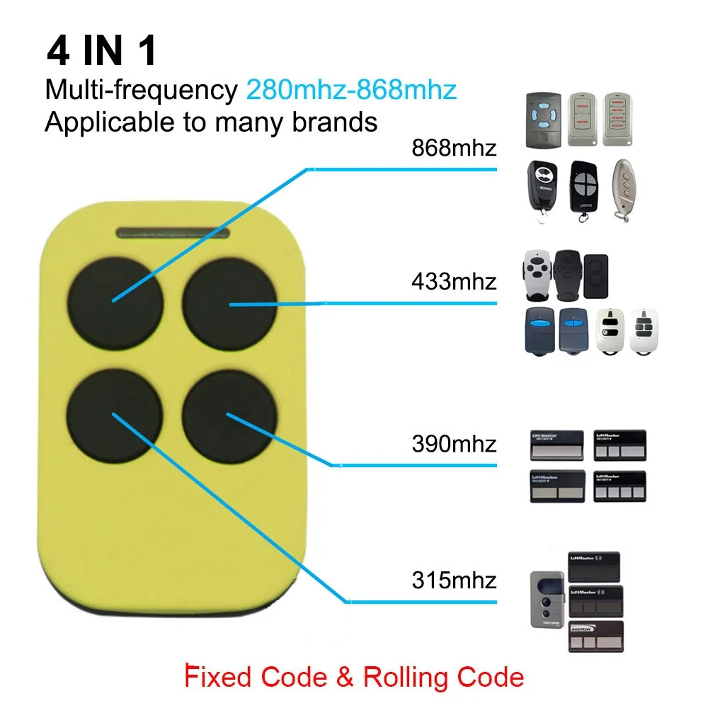 Multi Frequency 280-900MHZ Garage Door Remote Control Copy Duplicator 433mhz 868mhz Garage Remote Multi Brand Remote Control