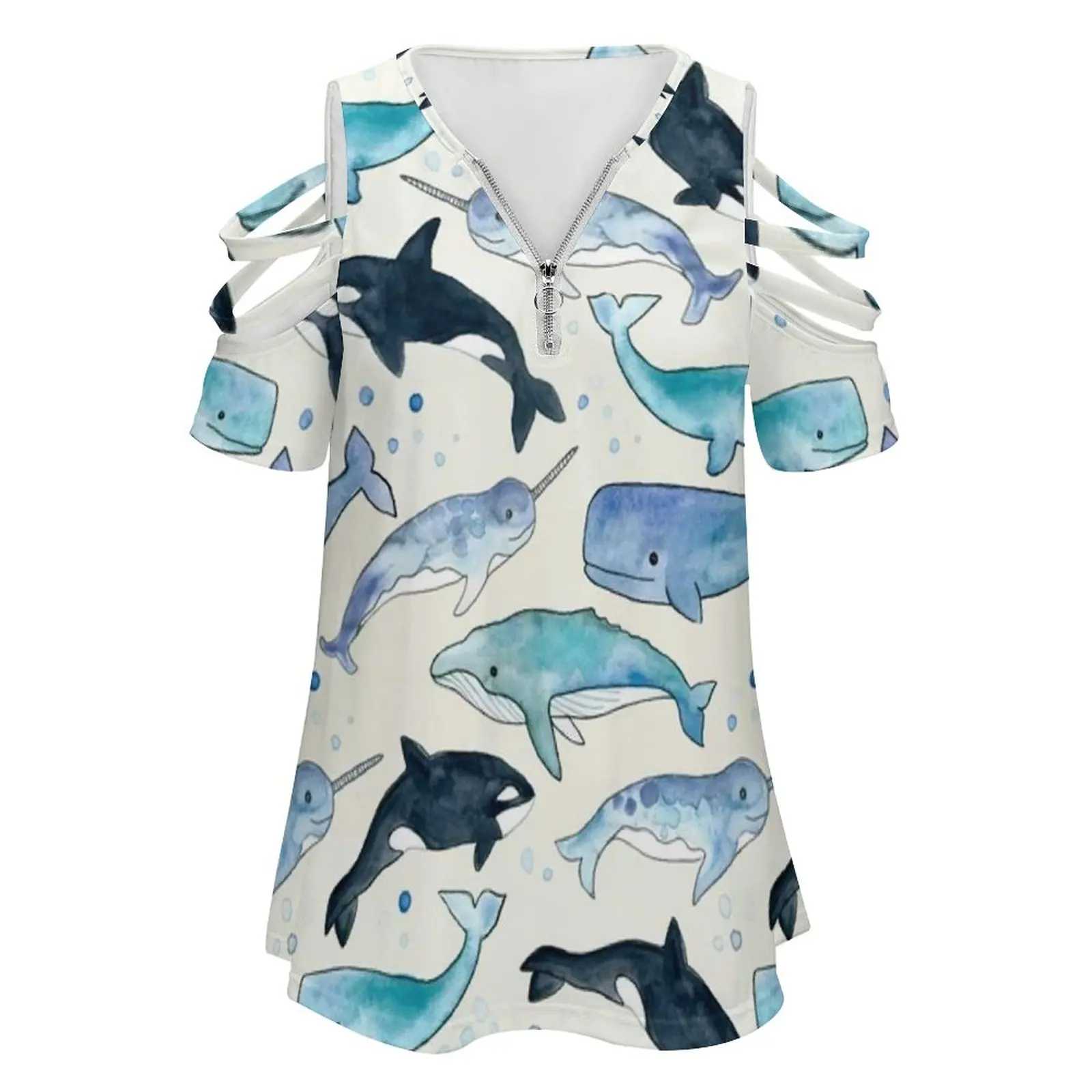 Whales , Orcas & Narwhals Women T-Shirt Crewneck Casual Short Sleeve Tops Summer Tees Whale Whales Narwhal Narwhals Killer