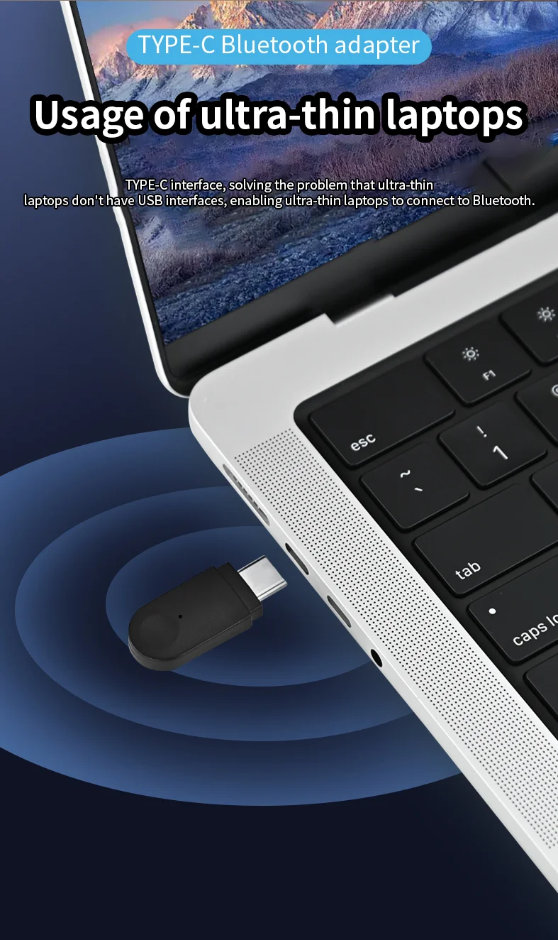 Adaptateur USB-C Bluetooth 5.3, Plug And Play, aucun pilote nécessaire, récepteur et émetteur double Mode pour ordinateur portable et PC, 10 pièces