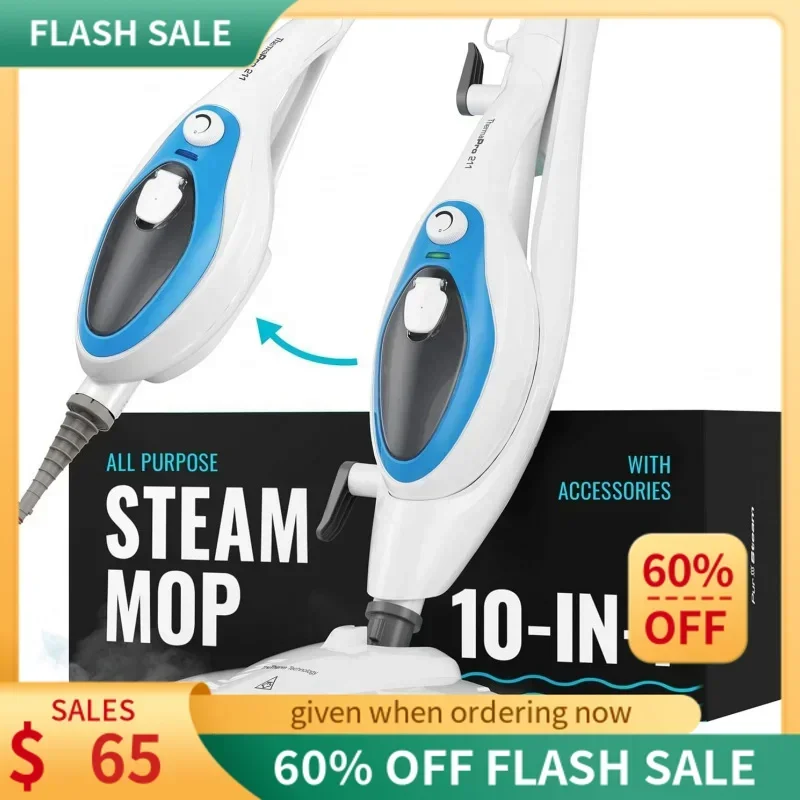 

QWeam Mop Cleaner 10-in-1 with Convenient Detachable Handheld Unit,Pet Friendly Steamer Whole Use by PurSteam World Best Steamer