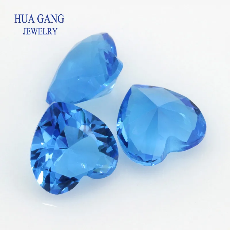 Glass beads Various Color Loose Stone heart Shape Glass red blue white Green color Beads Synthetic Gems For Jewelry