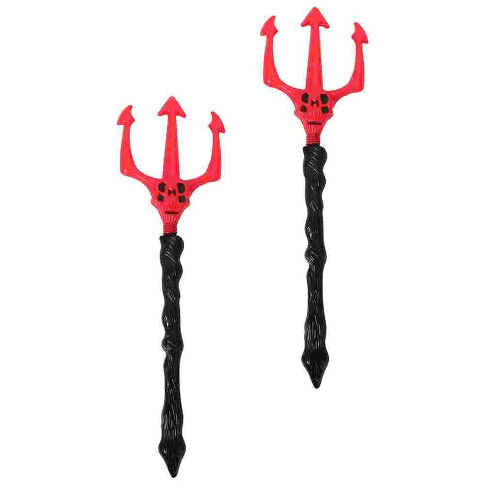 2 Pcs Threaded Rod Ghost Trident Simulation Plastic Toy for Kids Halloween Fork Prop Performance Fake Forks Child