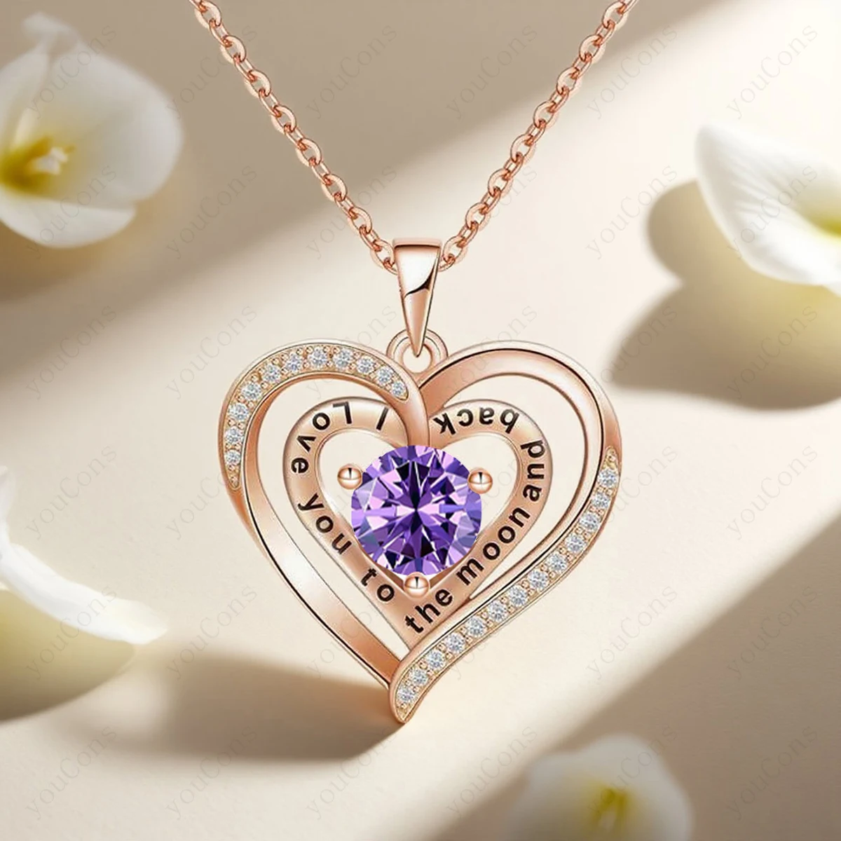 القلب الزركون قلادة قلادة مع صندوق الورد 2025 مجموعة مجوهرات جديدة للمرأة صديقة زوجة عيد الحب عيد الميلاد هدية عيد ميلاد