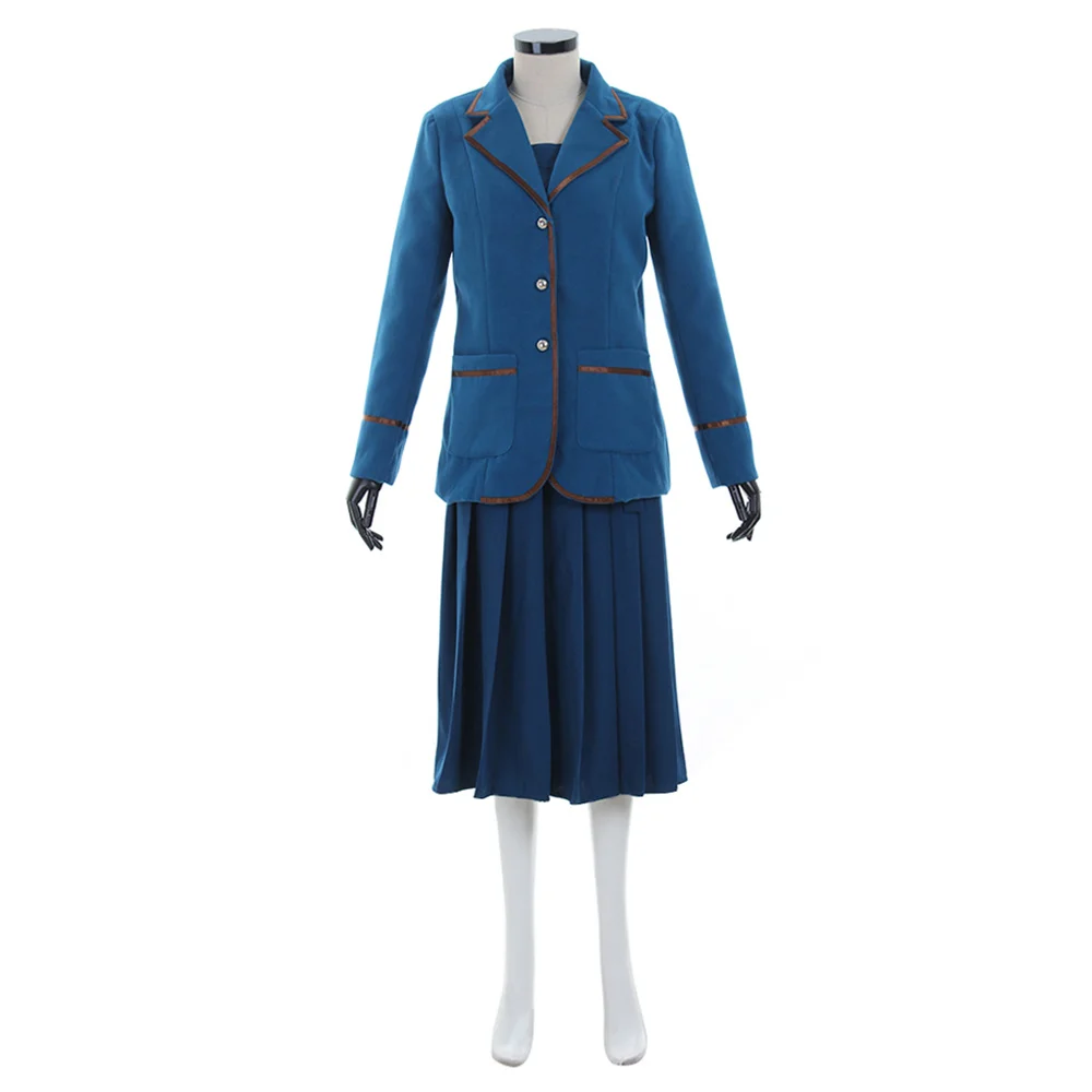 Musicial  Elphaba Cosplay Costume Blue Dress Coat Jacket Adult Women Halloween Carnival Outfits