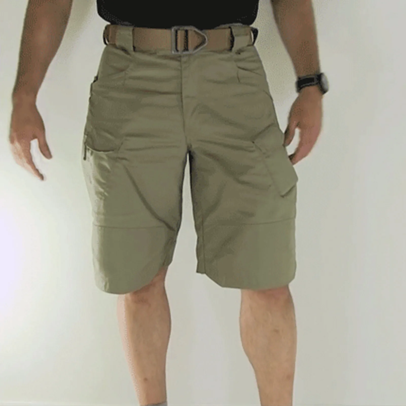 Casual Straight Tube Work Shorts Pure Color Men's Leisure Shorts Youthful Spring Anti-Wrinkle Straight Leg Workwear Shorts