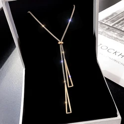 Light Luxury Niche High-end Pull-type Triangle Tassel Necklace Ladies Fashion Charm Clavicle Chain Boudoir Honey Party Gift