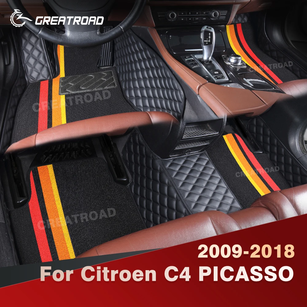 

For Citroen C4 PICASSO 2009-2018 Double Layer Car Floor Mats Custom Auto Carpet Cover Interior Accessories